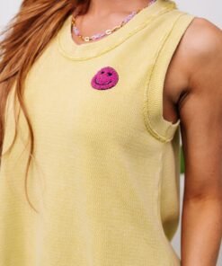 A Few of My Favorite Things Round Neck Tank in Lime - Fashion Are Us