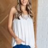 A Gleam in Her Eyes Lace Detail Cami in Ivory Ave Shops