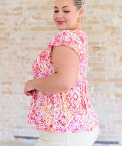 A Matter of Time Flutter Sleeve Top in Multi - Fashion Are Us, LLC