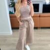 Acid Wash Wide Leg Sweatpants in Mocha Ave Shops