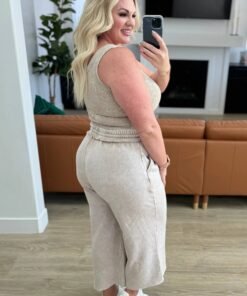 Acid Wash Wide Leg Sweatpants in Ash Mocha - Fashion Are Us, LLC