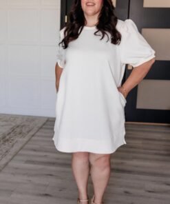 Across Town Puff Sleeve Quilted Dress - Fashion Are Us, LLC