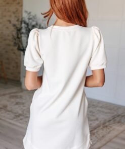Across Town Puff Sleeve Quilted Dress - Fashion Are Us, LLC