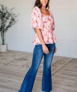 A Powerful Force Square Neck Balloon Sleeve Blouse - Fashion Are Us, LLC
